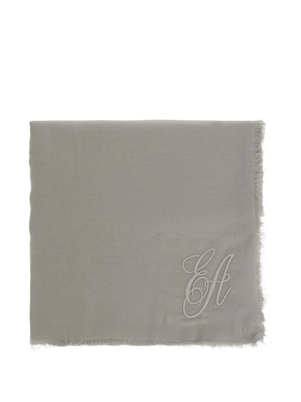 Emporio Armani logo-embroidered frayed scarf - Grigio