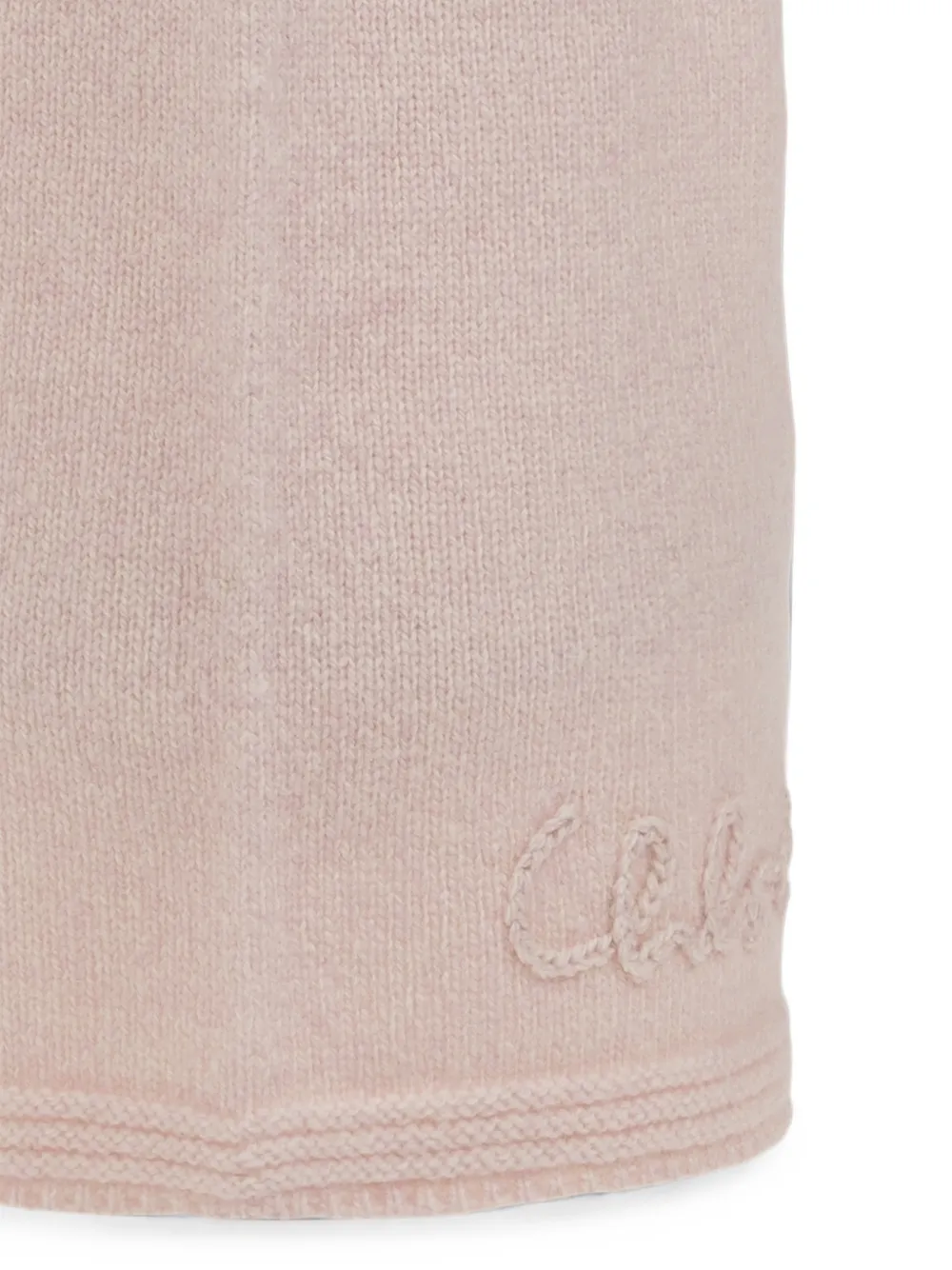 Chloé Wollen sjaal met geborduurd logo Roze