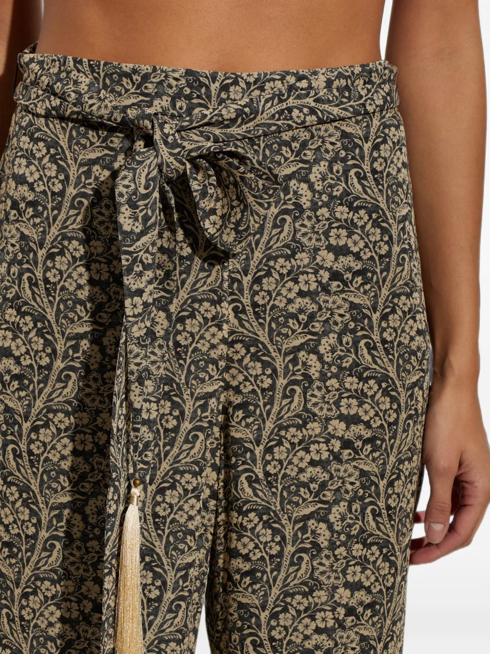 ZIMMERMANN Broek met kwastjes en bloemenprint Grijs