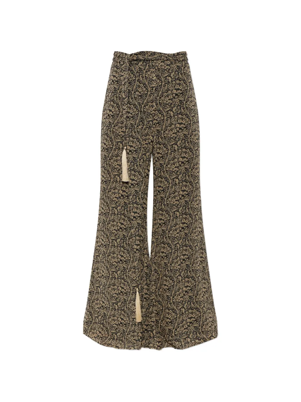Zimmermann Floral-print Tasselled Trousers In Green