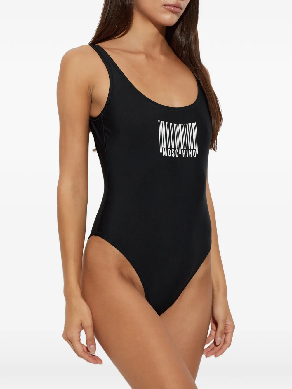 Moschino barcode-print one-piece swimsuit Zwart