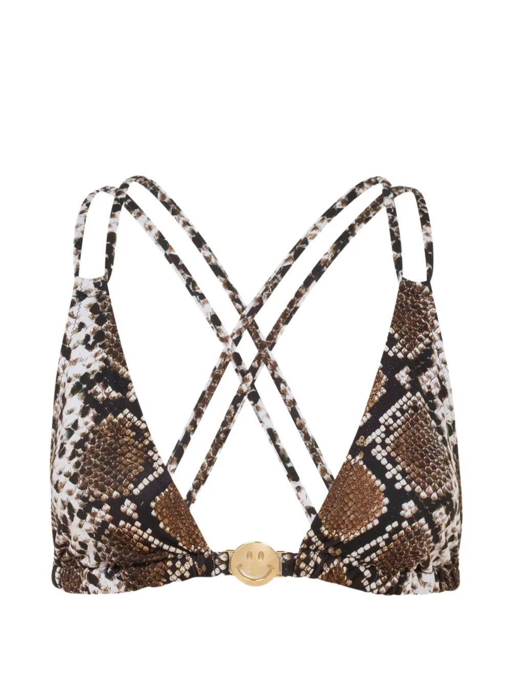 Moschino Bikinitop met slangen-print Bruin