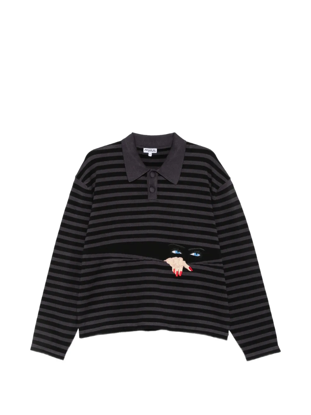 House Of Errors Striped-pattern Polo Shirt In Black