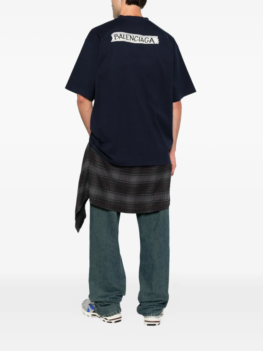 Balenciaga Katoenen T-shirt met logoprint Blauw