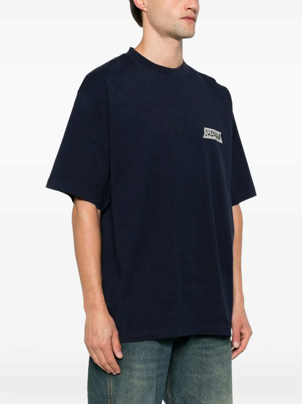 Balenciaga Katoenen T-shirt met logoprint Blauw