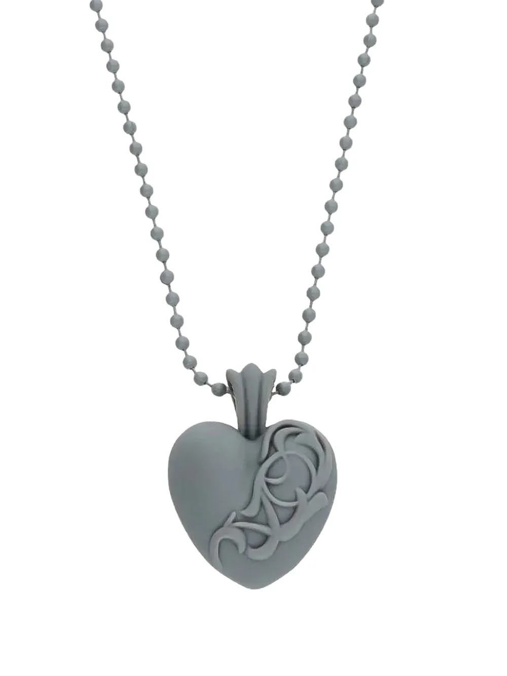 Chrome Hearts heart-pendant ball-chain necklace - Grigio