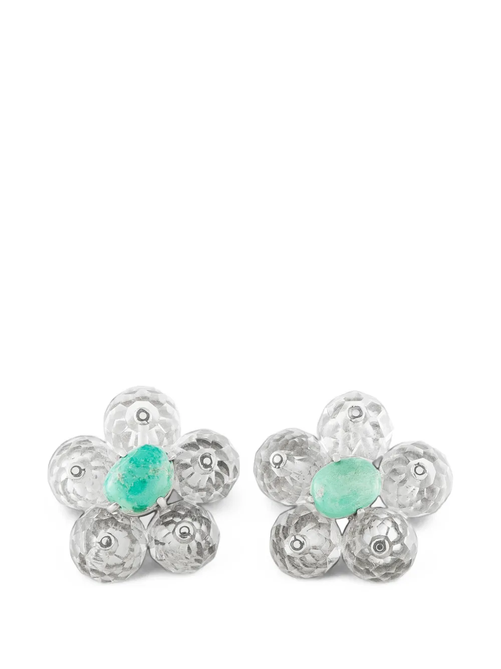 LB Exclusive turquoise and rock crystal clip-on earrings - Argento