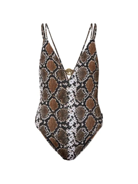 Moschino x Smiley snake-print one-piece swimsuit
