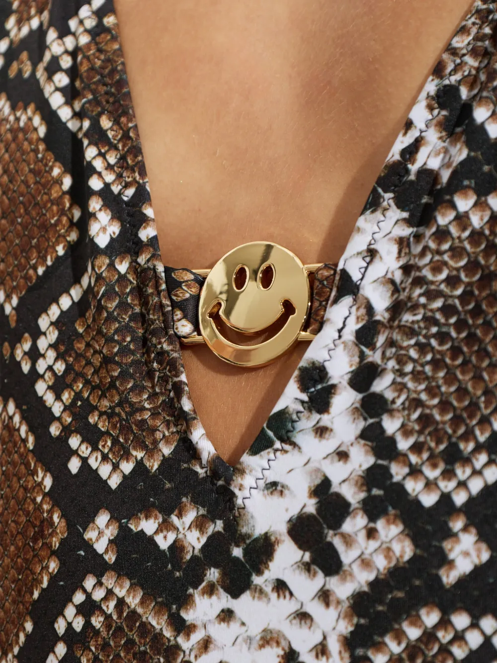 Moschino x Smiley badpak met slangenprint Bruin