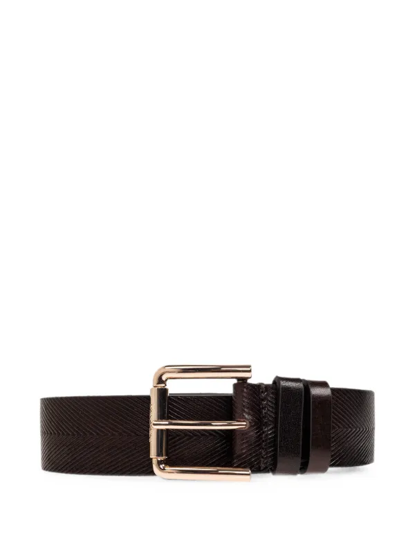 Max Mara Angizia Chevron-embossed Leather Belt in Brown
