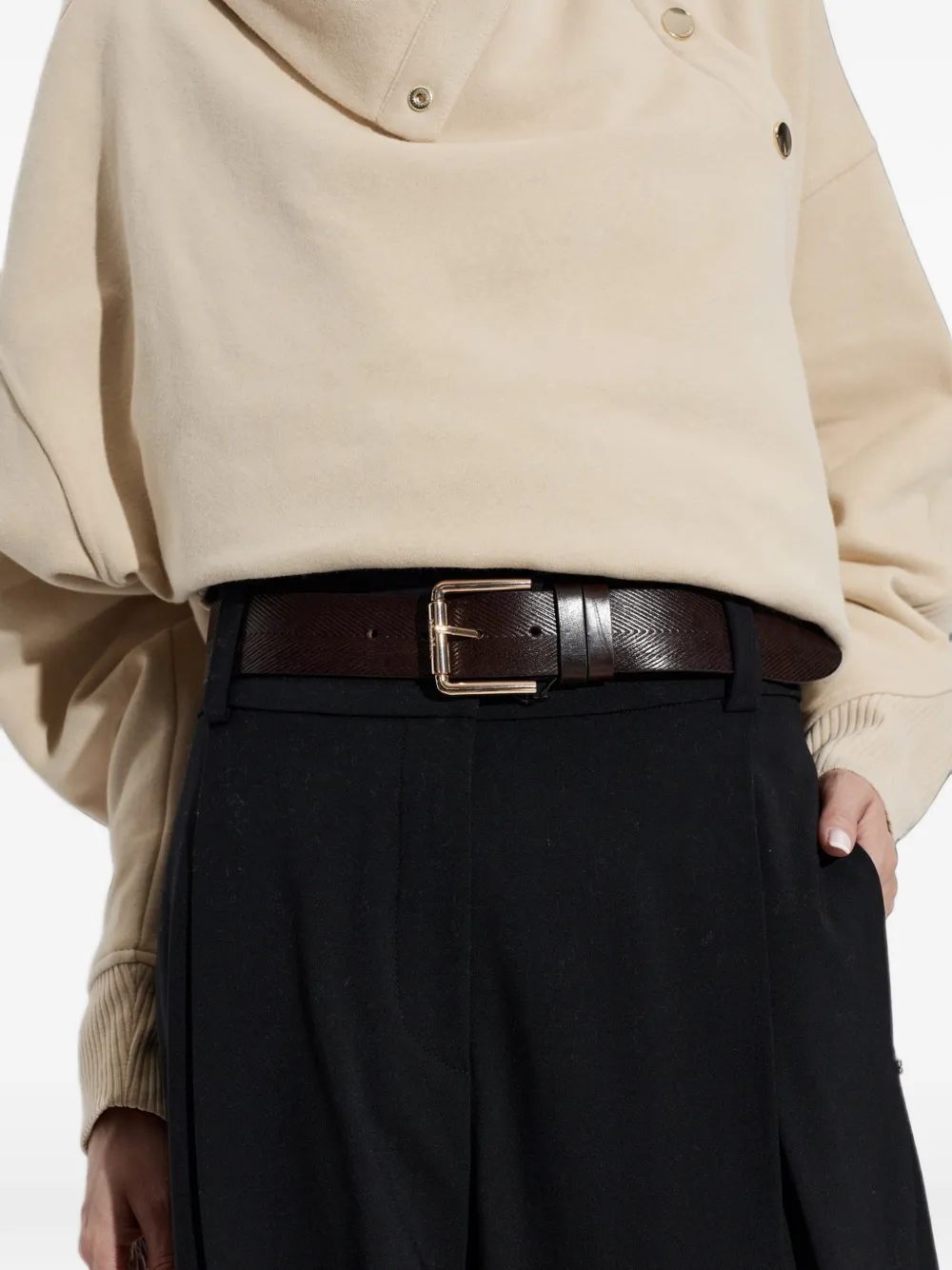 Max Mara Angizia leren riem met chevron-reliëf Bruin