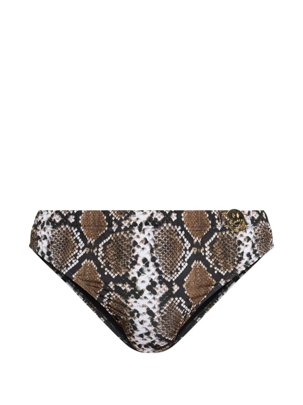 Moschino x Smiley snakeskin-print swimming trunks - Marrone