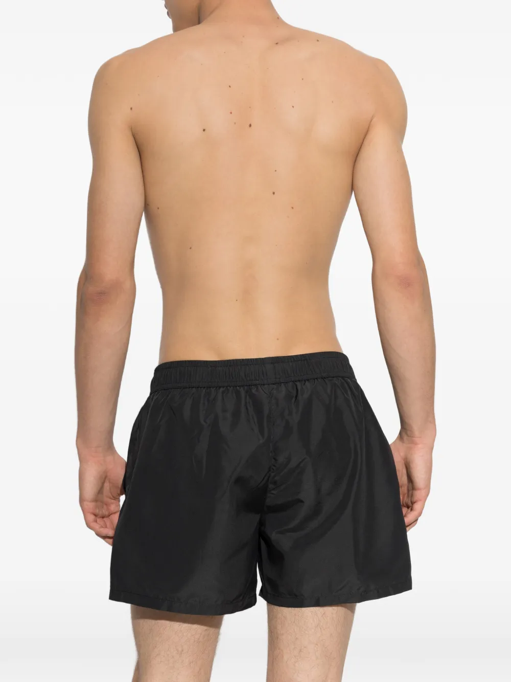 Moschino logo-print drawstring swim shorts Zwart