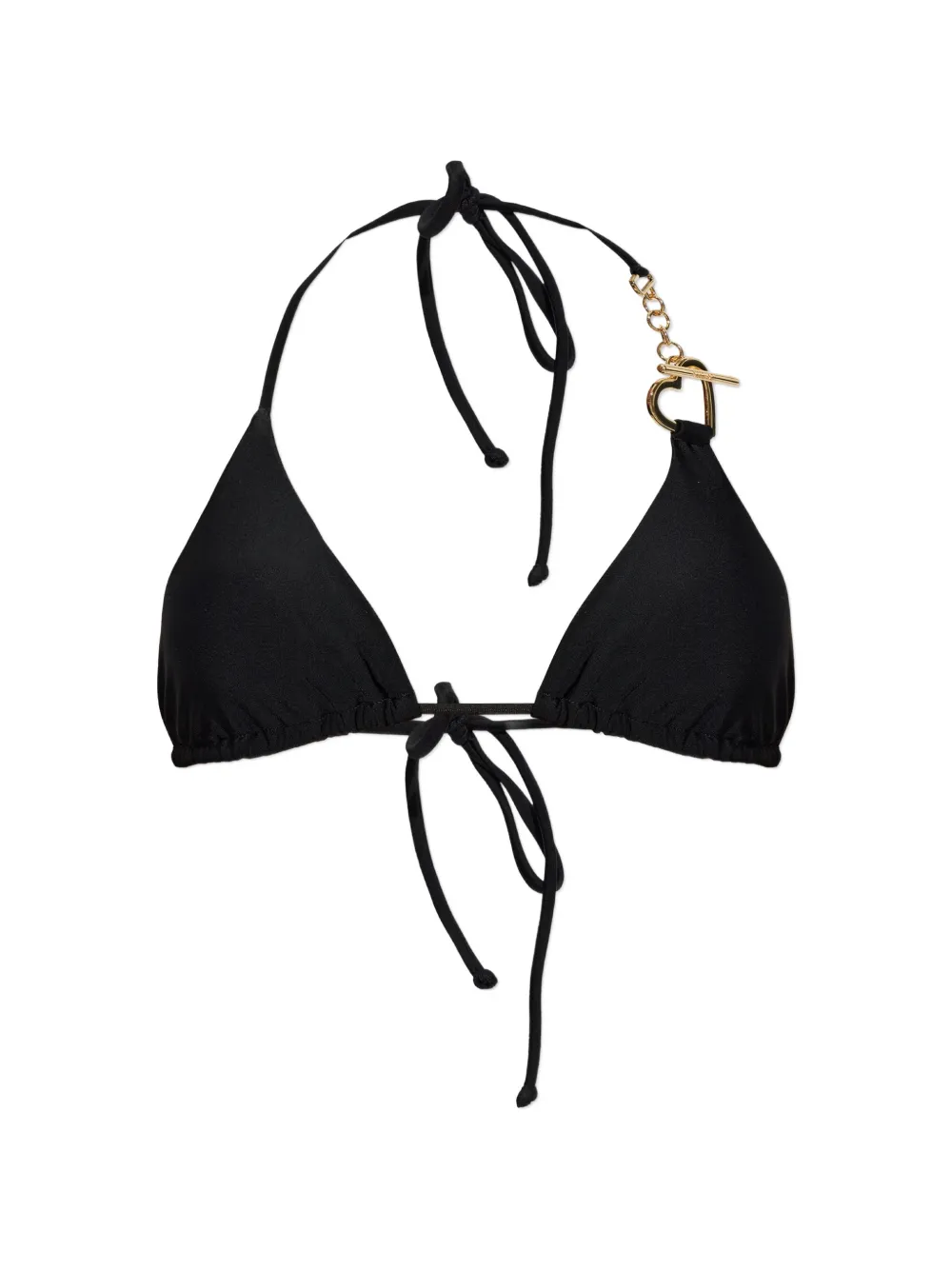 Moschino heart-motif chain-link bikini top - Nero