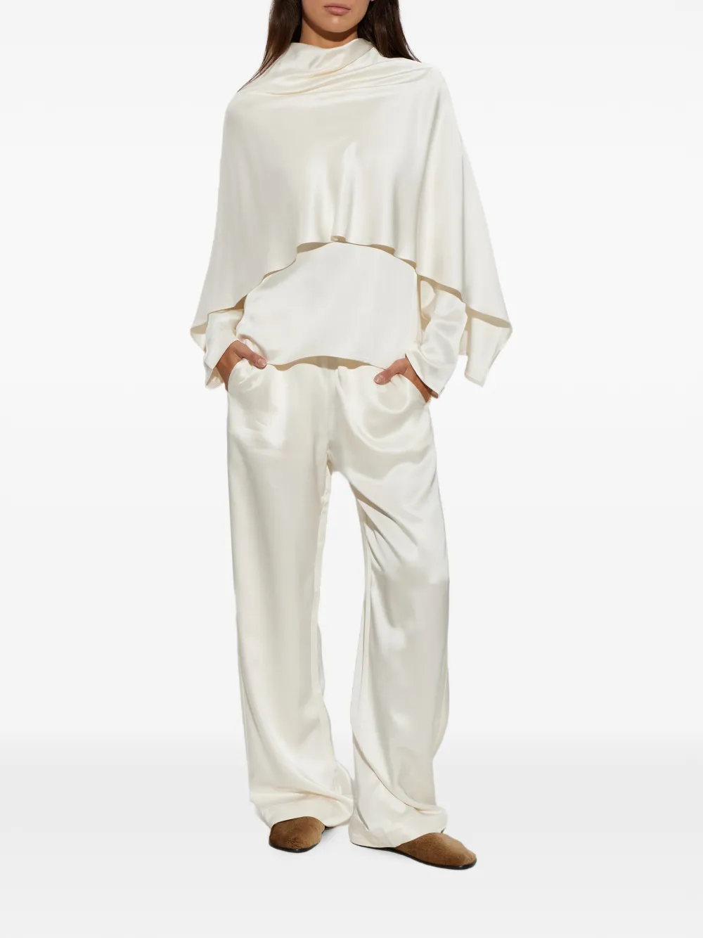 Róhe satin-finish loose-fit trousers