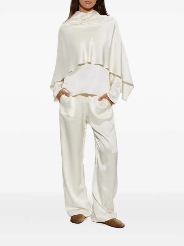 Róhe Satin-finish Loose-fit Trousers in Neutrals