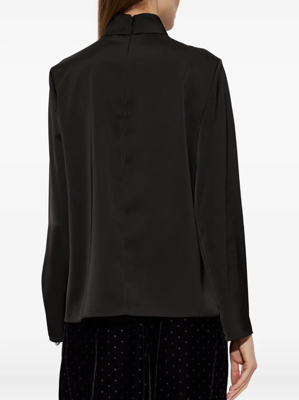 Emporio Armani satin pussy-bow top Zwart