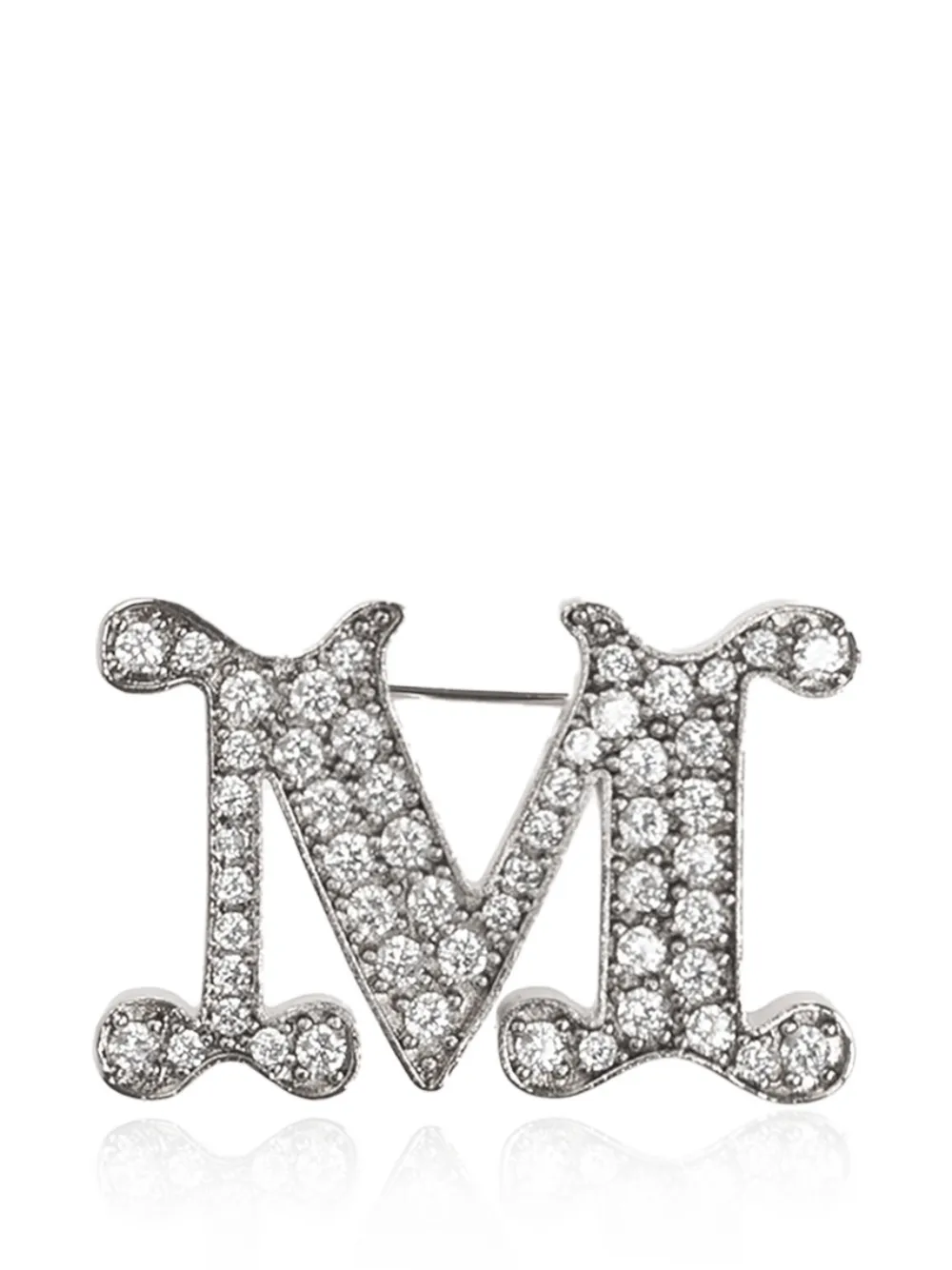 Max Mara Facella zirconia-embellished brooch - Argento
