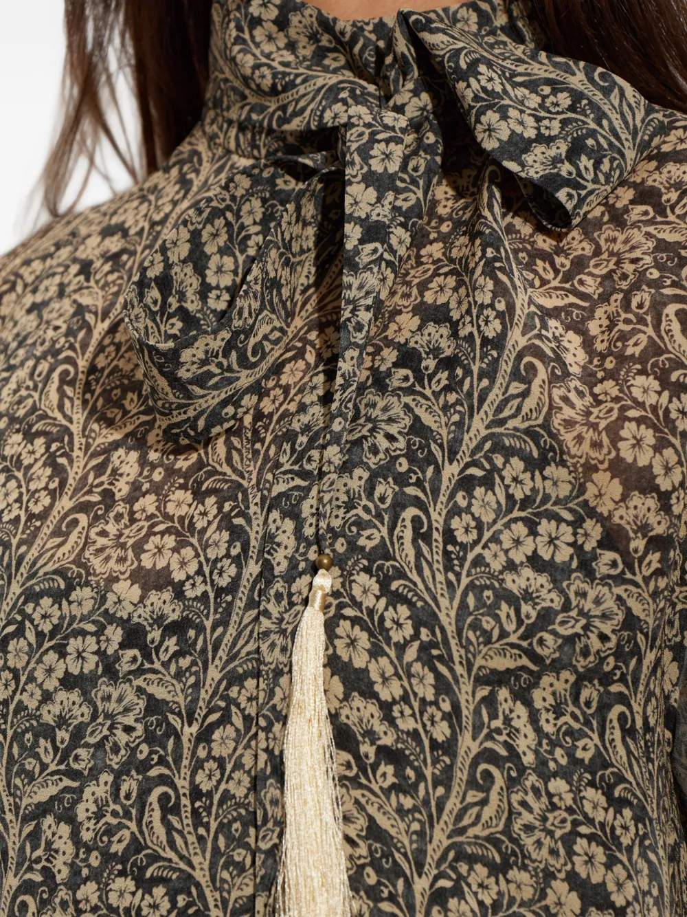 ZIMMERMANN Top met bloemenprint en gestrikte hals Zwart