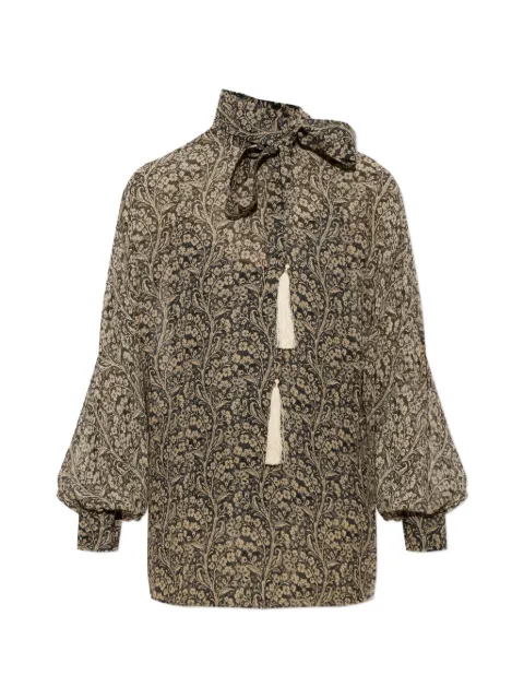 ZIMMERMANN floral-print tie-neck top