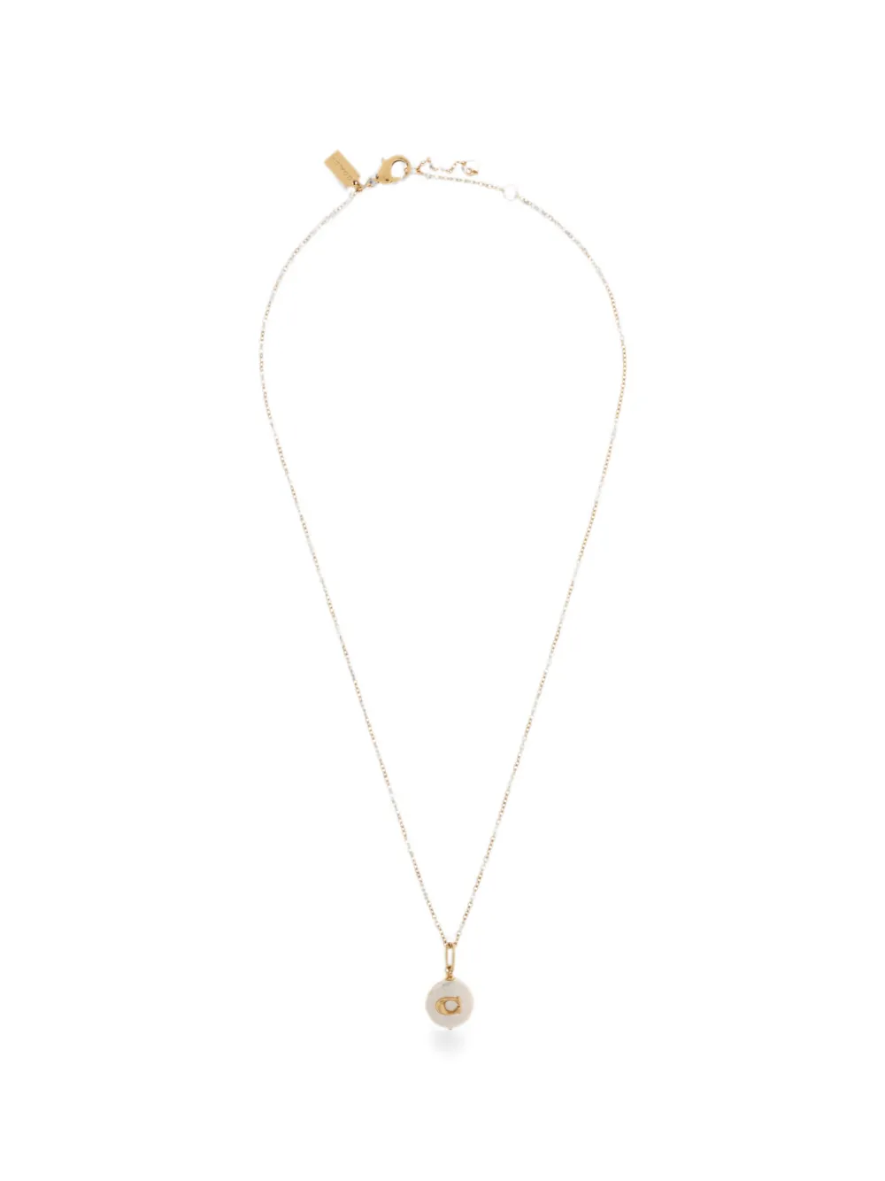 Coach logo-plaque pearl-pendant necklace · OS