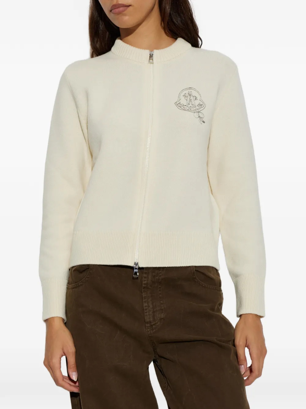 Moncler Vest met geborduurd logo Beige