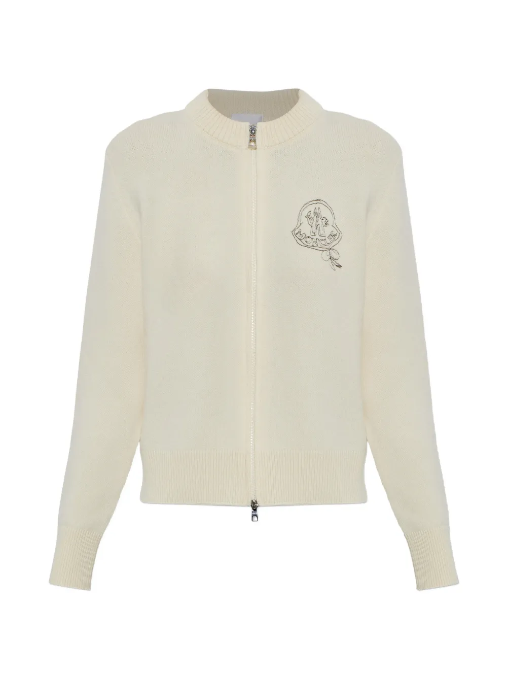 Moncler logo-embroidered zip-up cardigan