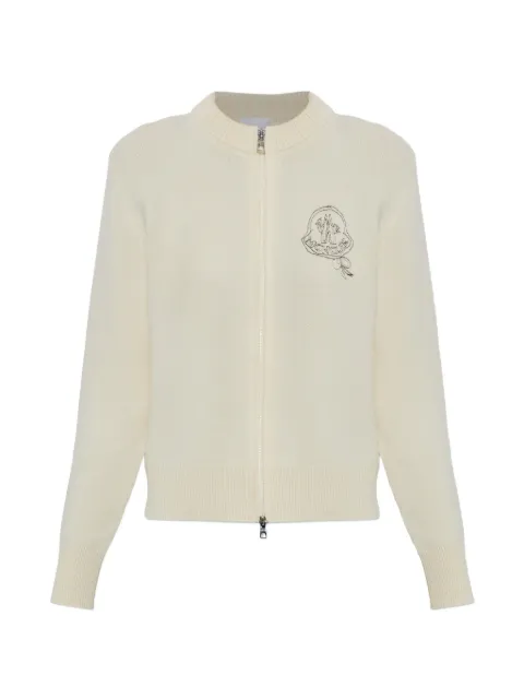 Moncler cardigan med broderet logo og lynlås