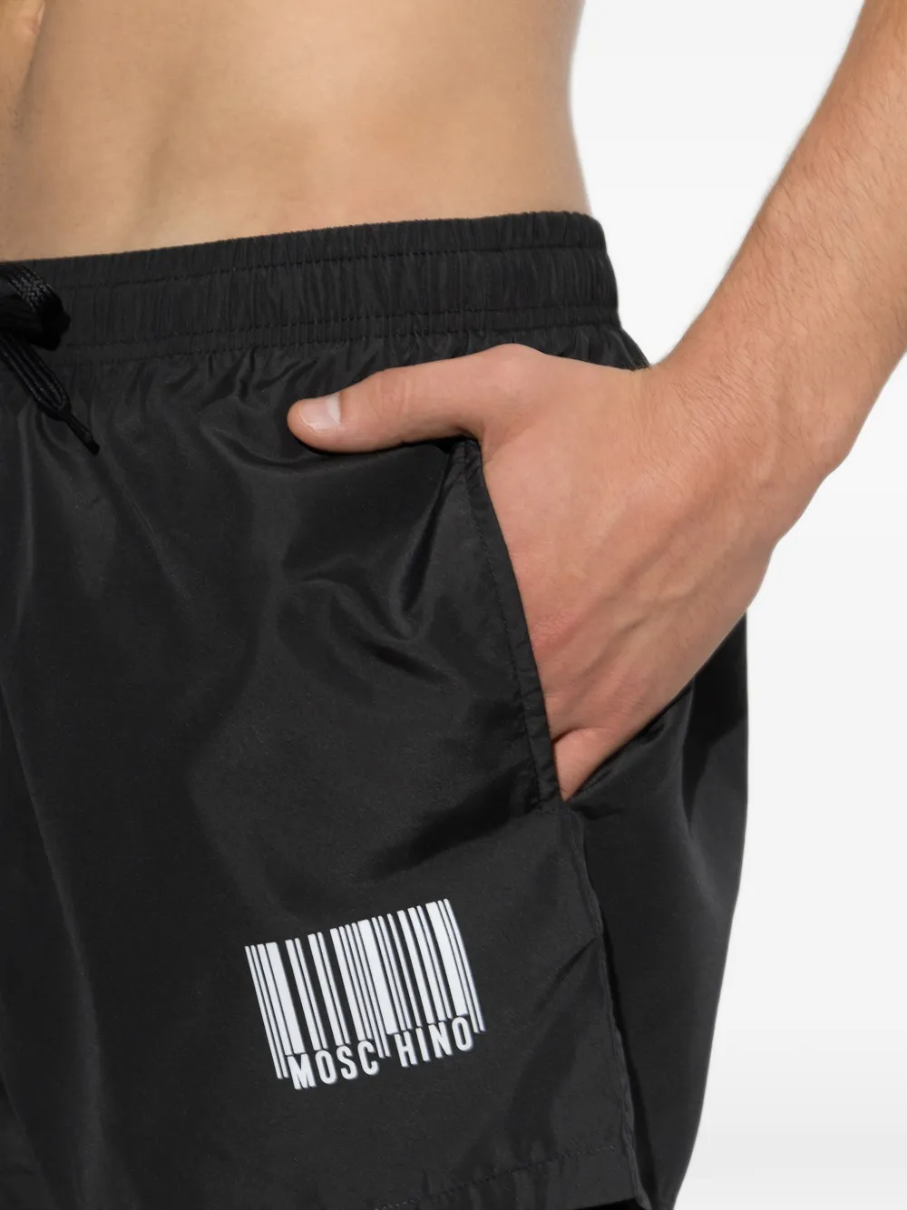 Moschino Zwembroek met streepjescode-print Zwart