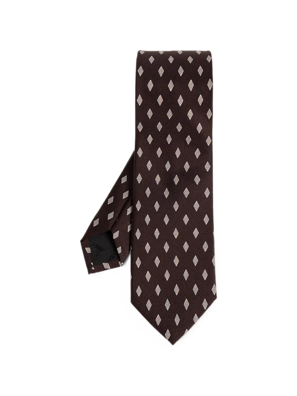 Ferragamo micro Gancini print silk tie - Marrone