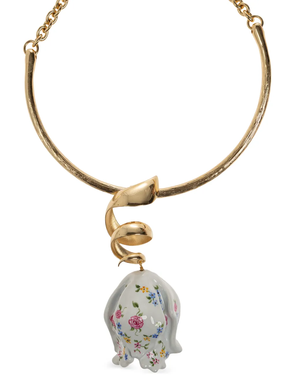 Chloé Bloomcraft Floral-print Ceramic Necklace in Gold, view 3