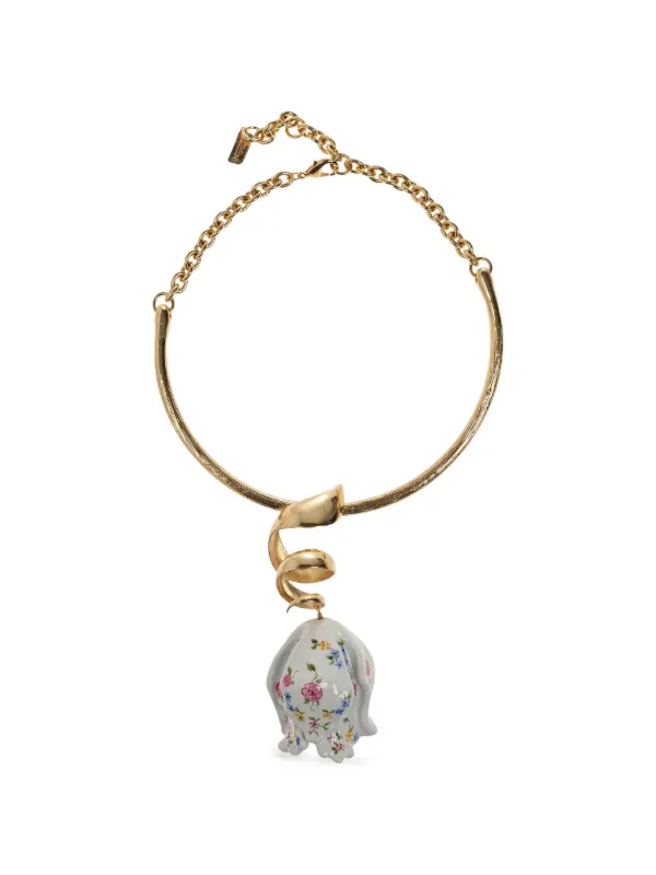 Chloé Bloomcraft Floral-print Ceramic Necklace in Gold