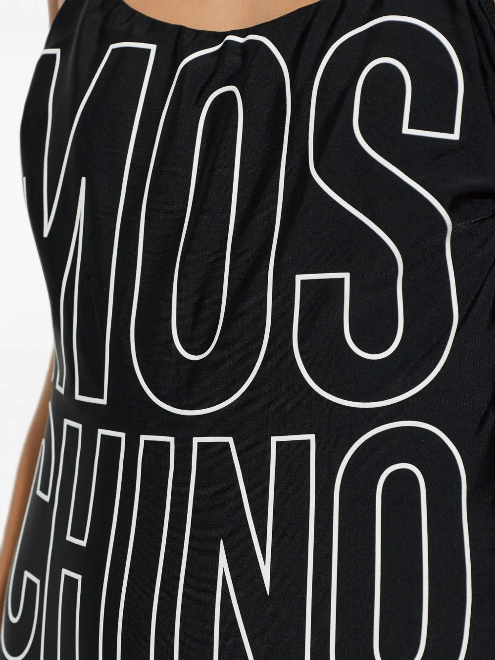 Moschino Badpak met diepe ronde hals en logoprint Zwart