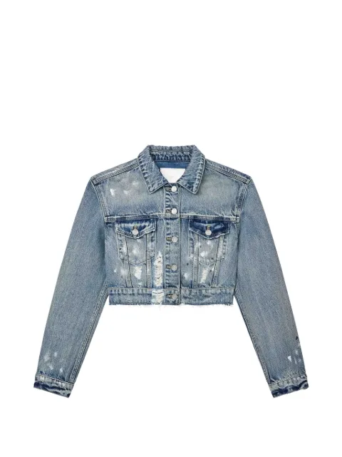 Purple Brand paint-splatter cropped denim jacket