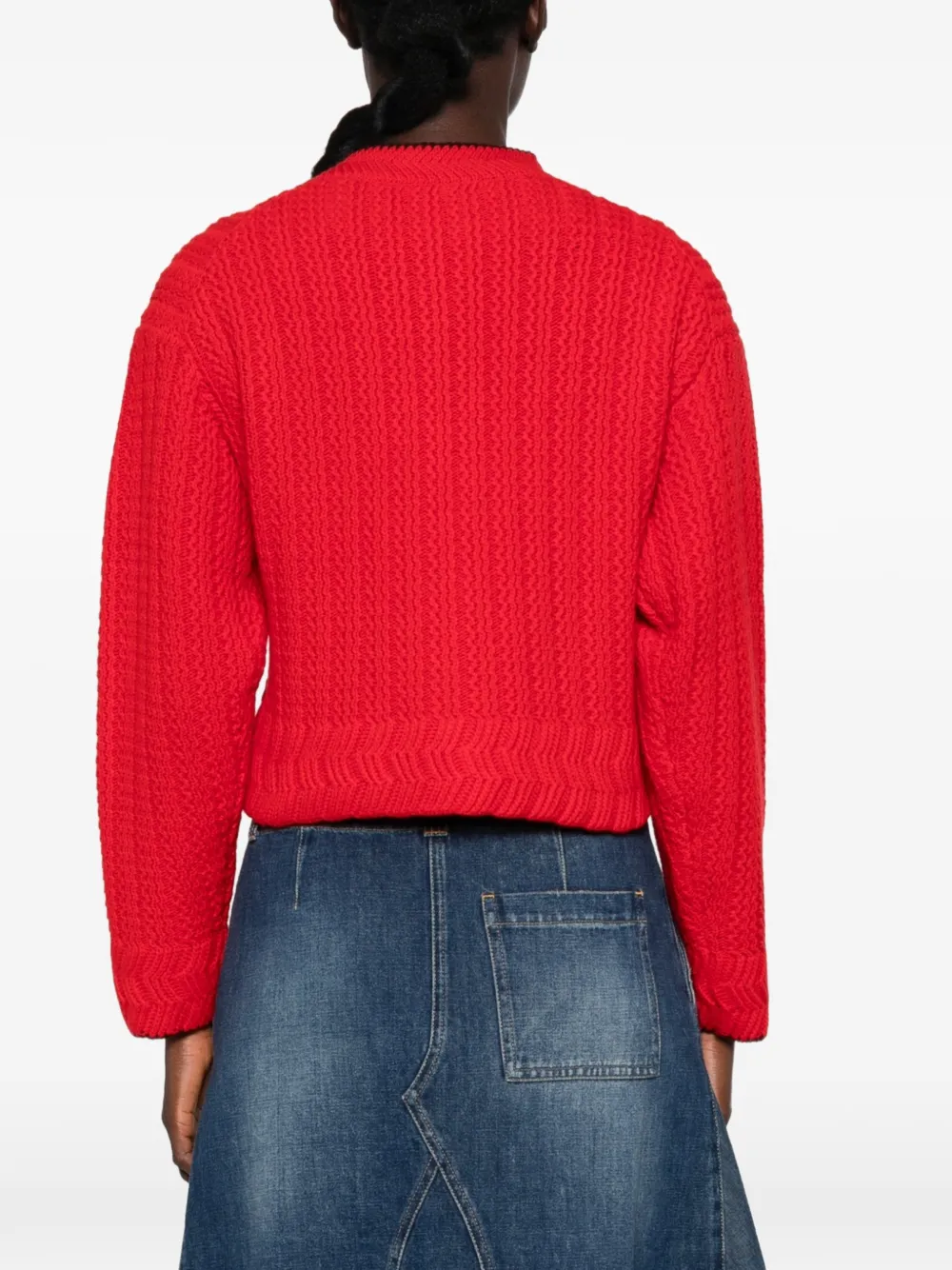 Chloé Kabelgebreid vest met geborduurd logo Rood