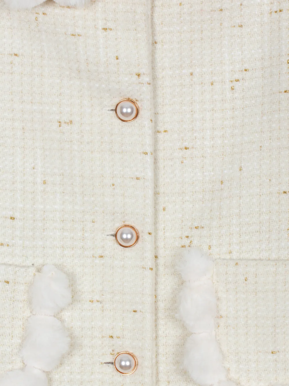 Patachou Tweed jas met pompon afwerking Beige