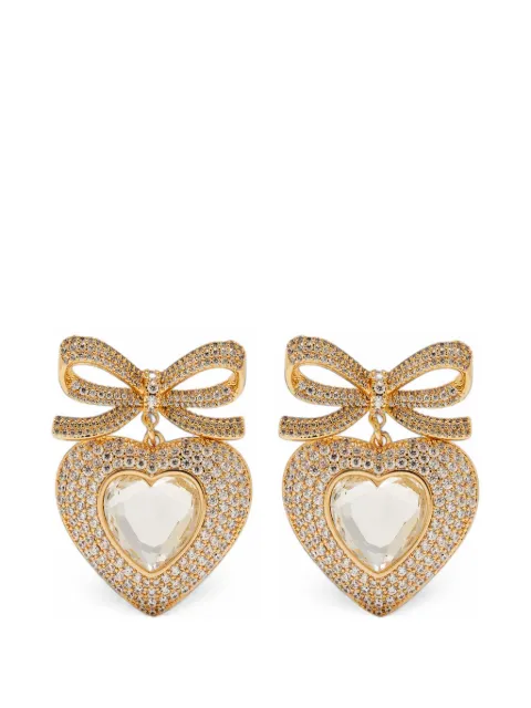 Self-Portrait bow heart-pendant earrings