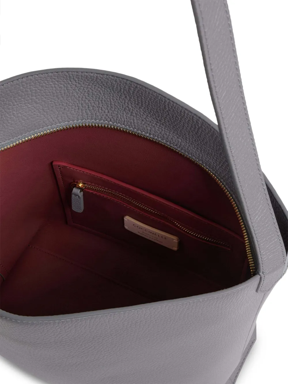 Coccinelle C-Me Lock schoudertas van bewerkt leer Grijs