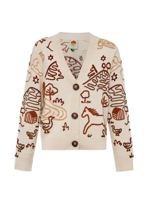 FARM Rio Countryside Cornelli embroidered knit cardigan
