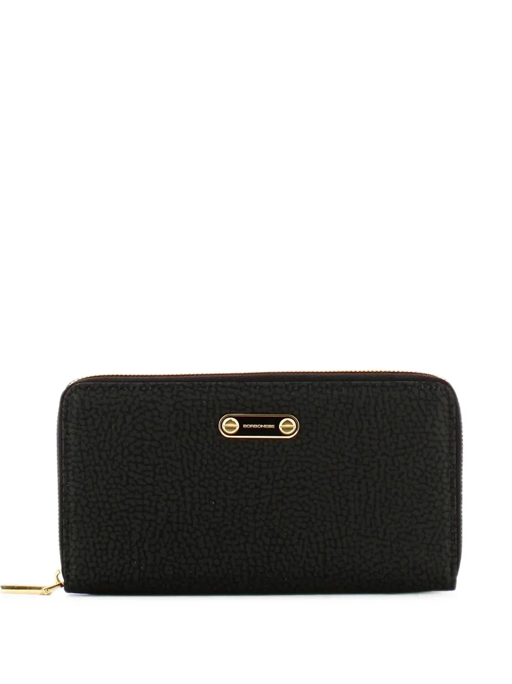 Borbonese logo-plaque zip-around wallet - Nero