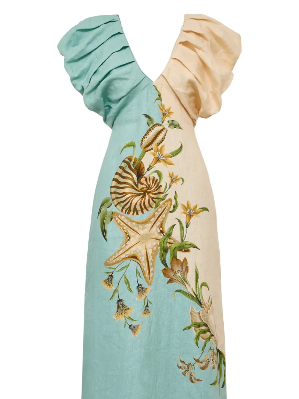 FARM Rio Marine Garden Puff midi-jurk Blauw
