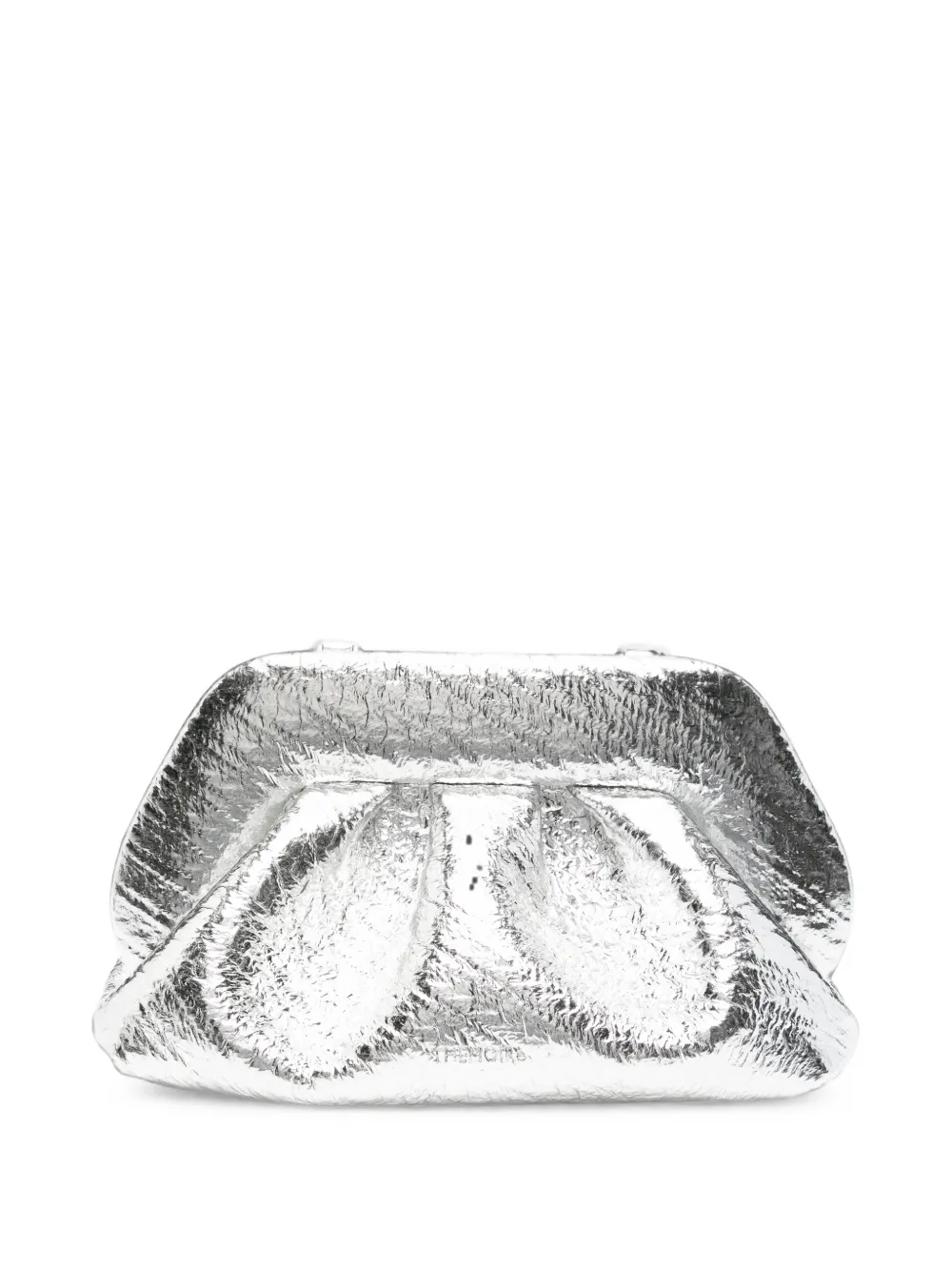 Themoirè metallic-effect gathered clutch bag - Argento