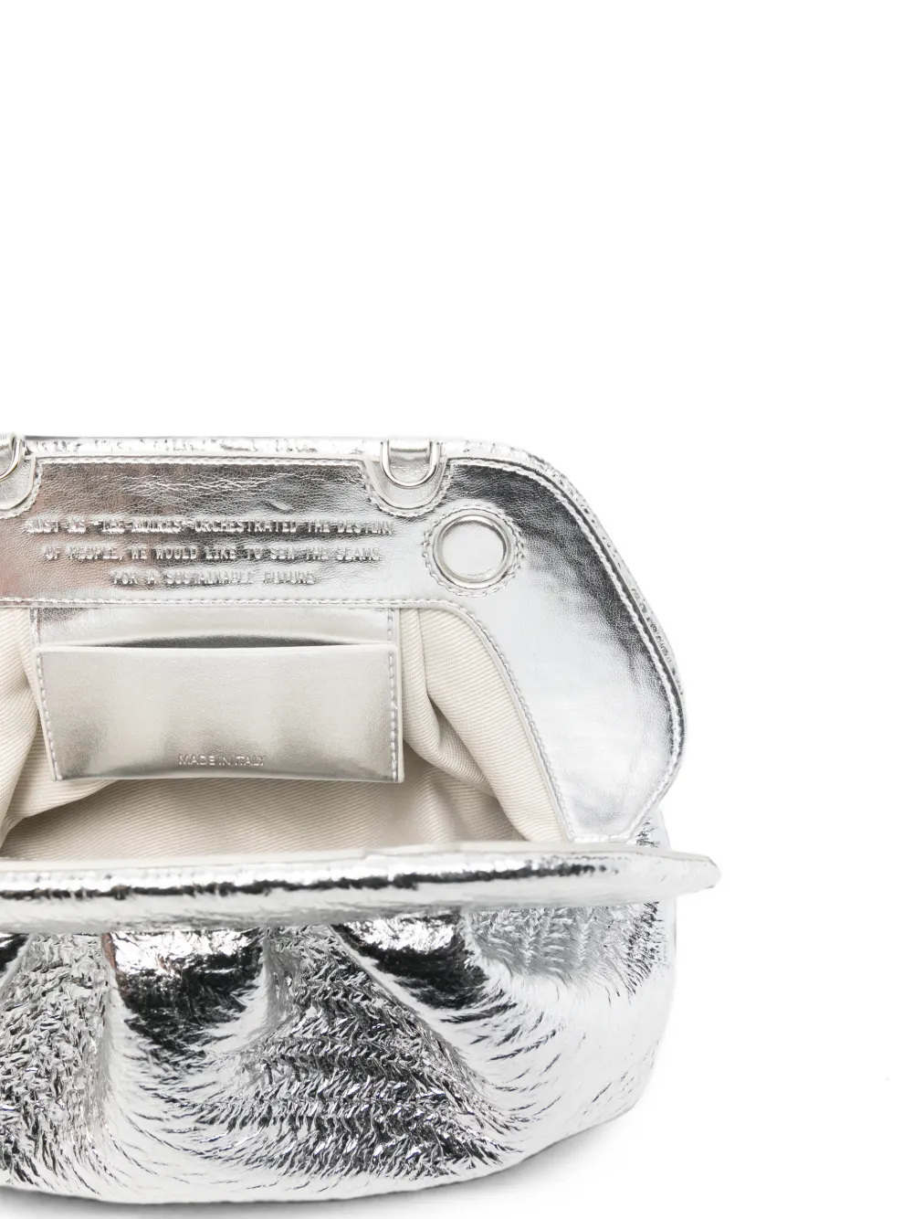Themoirè Gesmockte clutch met metallic effect Zilver