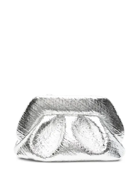 Themoirè metallic-effect gathered clutch bag