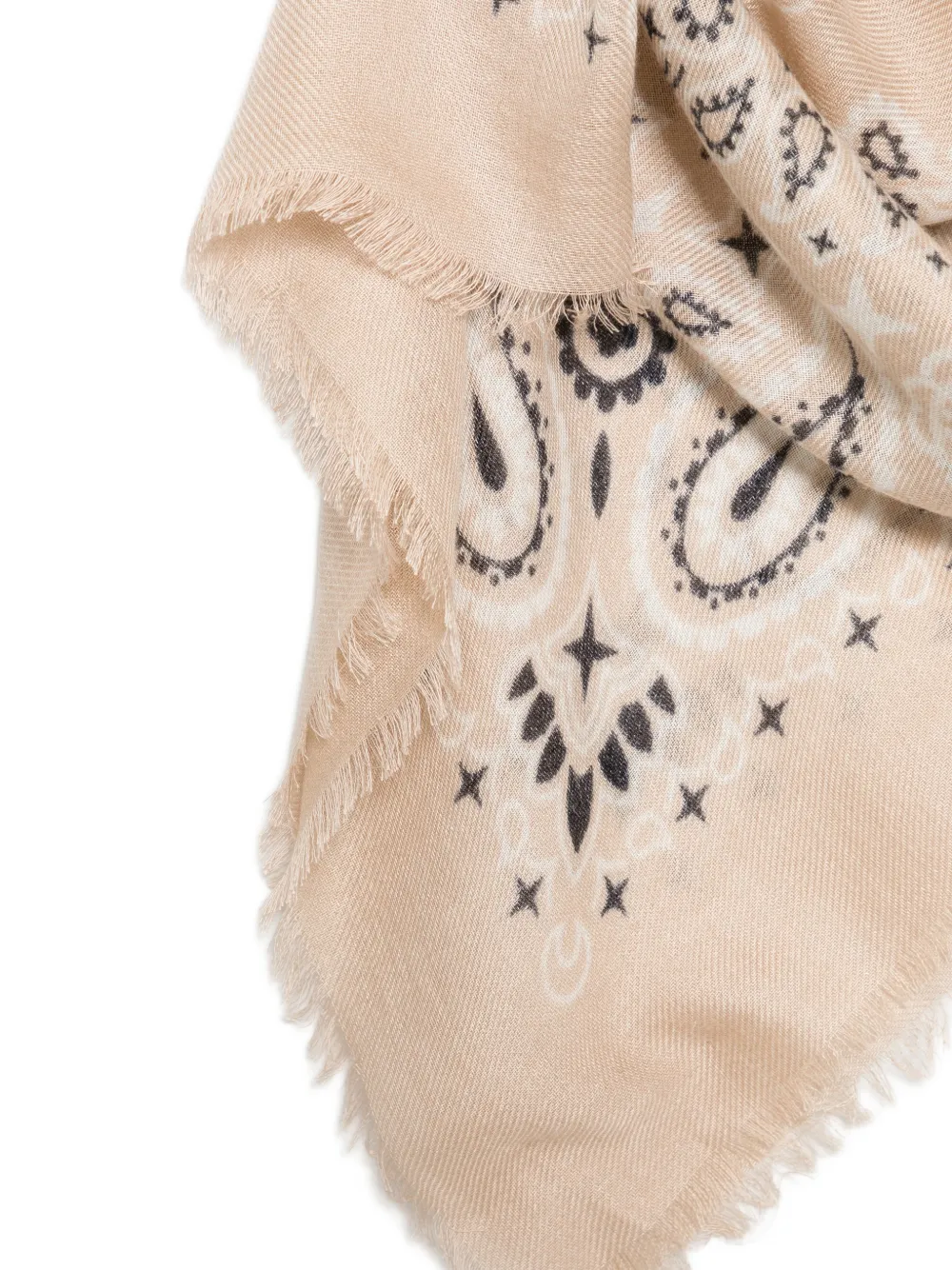 MC2 Saint Barth Foulard Maxi bandana-print frayed scarf Beige
