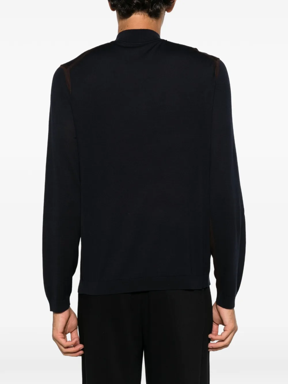 Emporio Armani contrast-trim high-neck sweater Blauw