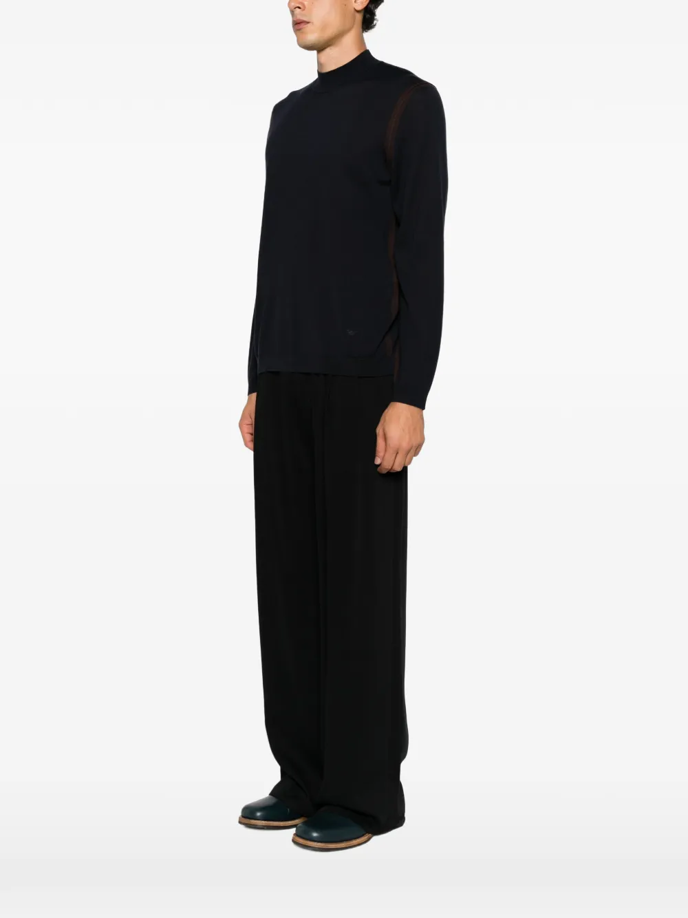Emporio Armani contrast-trim high-neck sweater Blauw