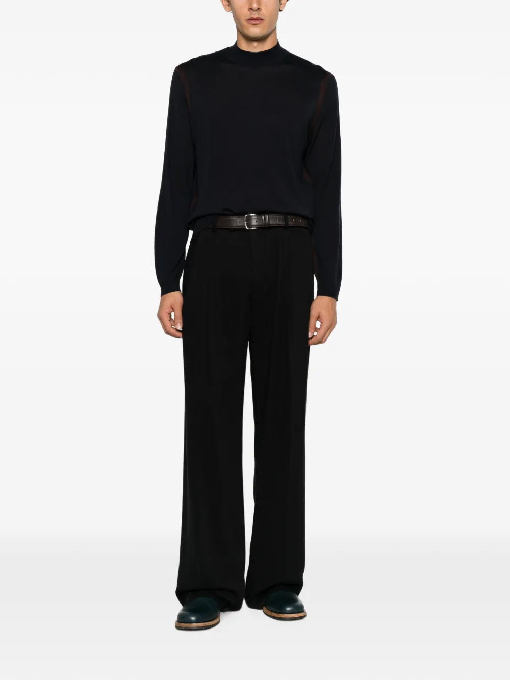 Emporio Armani contrast-trim high-neck sweater Blauw