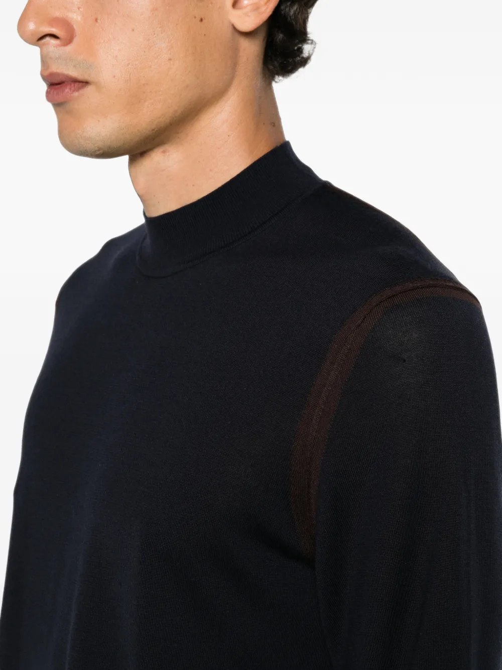 Emporio Armani contrast-trim high-neck sweater Blauw