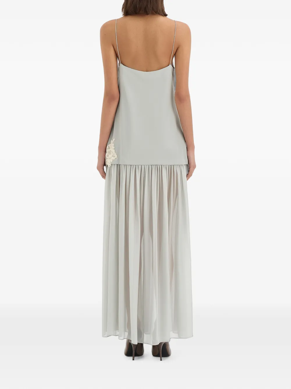 SIR. Noria maxi-jurk met kanten afwerking Blauw